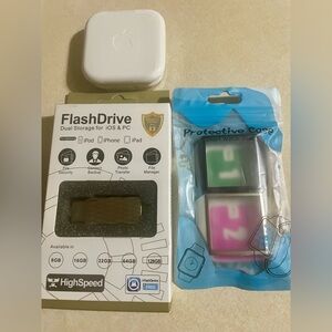 Flash drive storage for iOS/PC, iPhone earbuds & smart watch protective case
